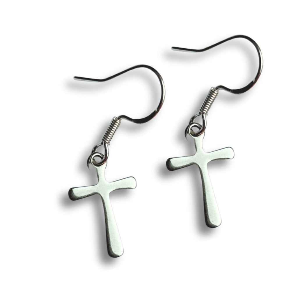 Silver Cross Drop Earrings | Earrings | Inspired Creative Gifts