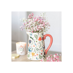 Cream Folk Print Ceramic Flower Jug | Vases | Inspired Creative Gifts