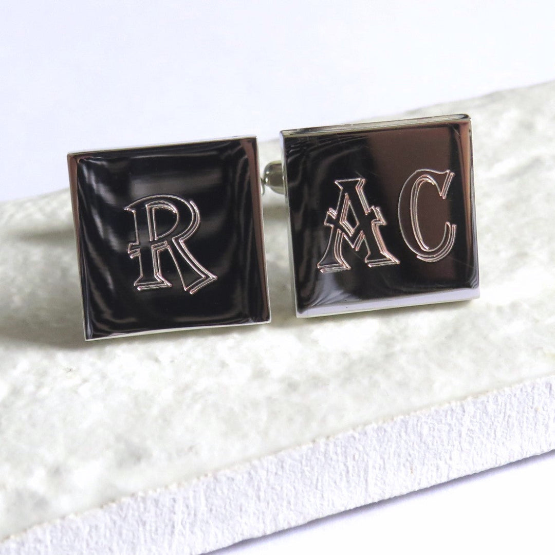 Personalised Algerian Square Cufflinks - Initials | Personalised Cufflinks | Inspired Creative Gifts