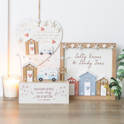 Salty Kisses 3D Shell Beach Hut Plaque - Inspired Creative Gifts