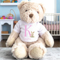 Personalised Luxury Teddy Bear with Pink Initial Bunny T-Shirt