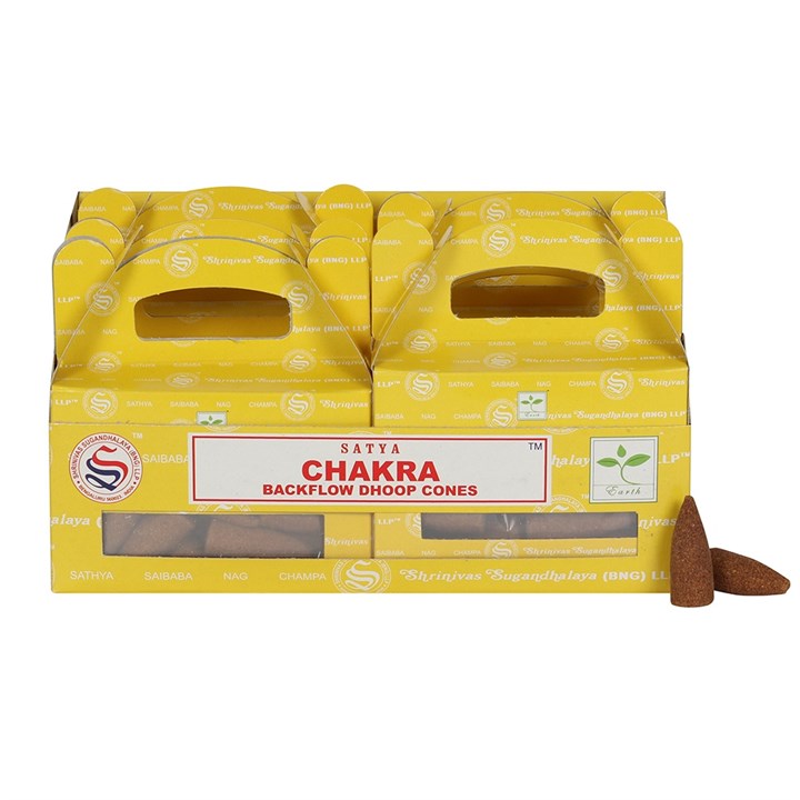Set of 6 Packets of Chakra Backflow Dhoop Cones by Satya - Inspired Creative Gifts