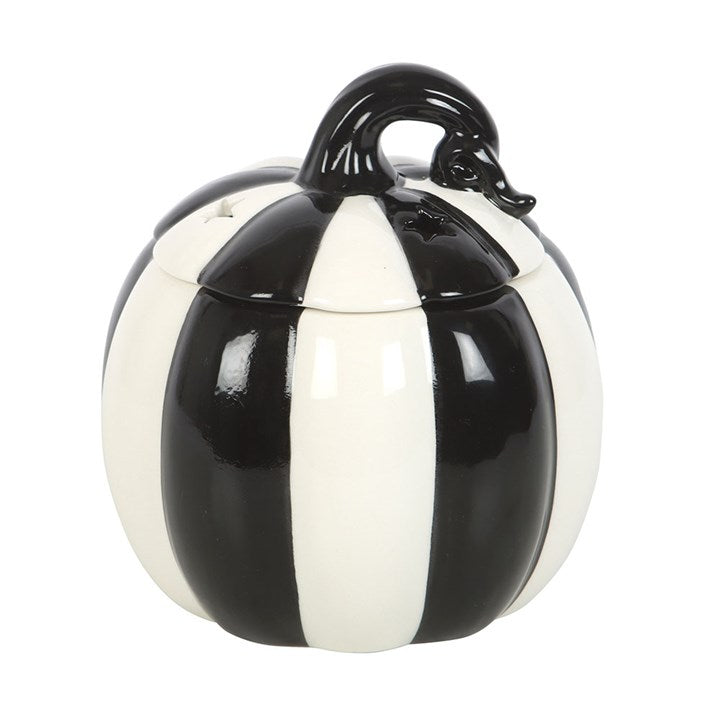 Black and White Striped Pumpkin Oil Burner - Oil Burner - Inspired Creative Gifts