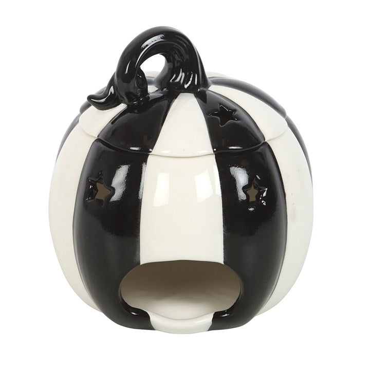 Black and White Striped Pumpkin Oil Burner - Oil Burner - Inspired Creative Gifts