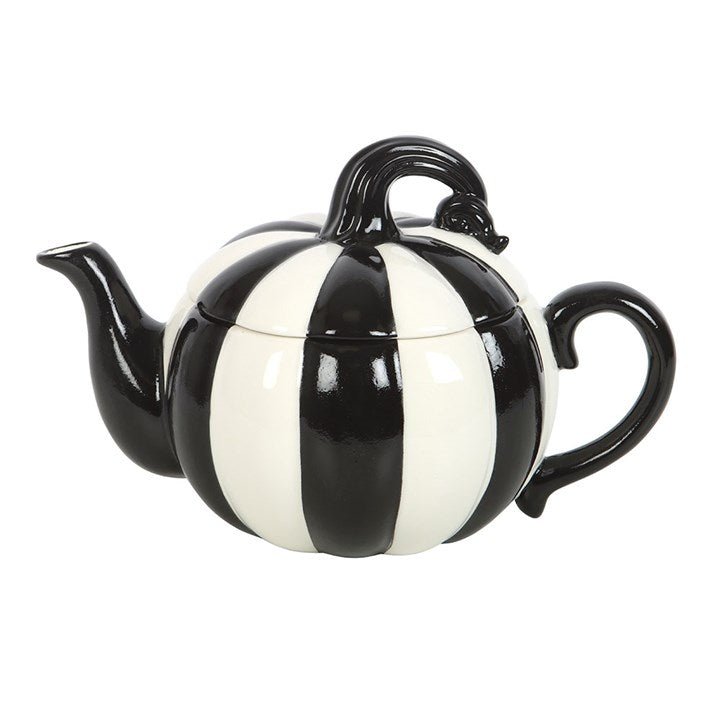 Black and White Striped Pumpkin Teapot - Tableware - Inspired Creative Gifts