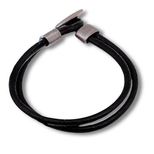 Men's Black Double Leather Bracelet | Mens Bracelet | Inspired Creative Gifts