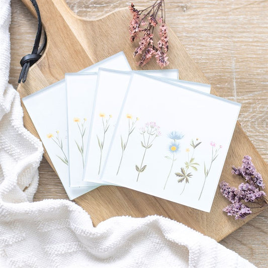 Floral Glass Coaster Set - Inspired Creative Gifts