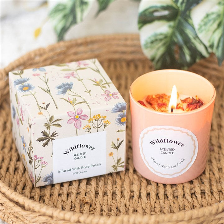 Wildflower Candle with Rose Petals - Candles - Inspired Creative Gifts