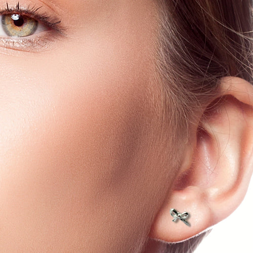 Bow Silver Stud Earrings | Earrings | Inspired Creative Gifts