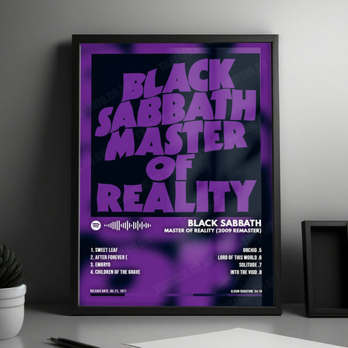 Black Sabbath "Master of Reality" Album Cover Poster - with Complete Tracklist | Album Cover | Inspired Creative Gifts