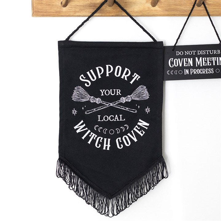 Support Your Local Witch Coven Hanging Fabric Banner - Hanging Decorations - Inspired Creative Gifts
