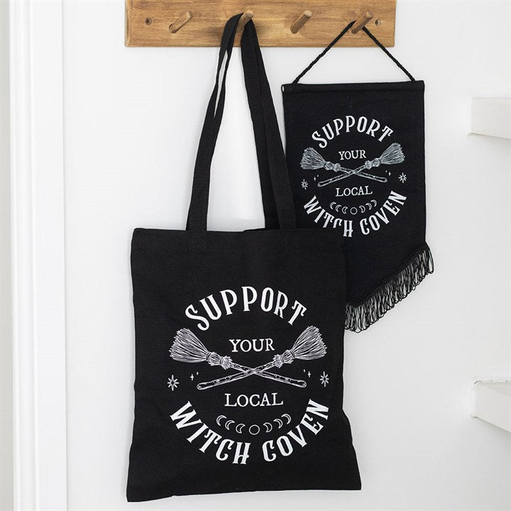 Support Your Local Witch Coven Polycotton Tote Bag - Tote Bag - Inspired Creative Gifts