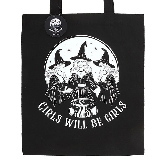 Girls Will Be Girls Witchy Polycotton Tote Bag - Tote Bag - Inspired Creative Gifts