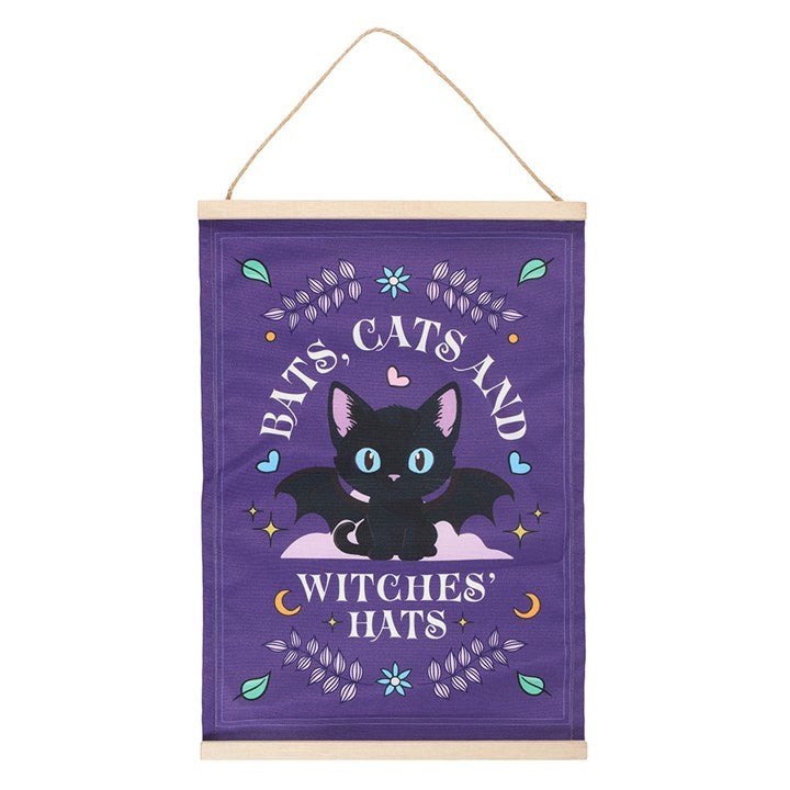 Bats, Cats and Witches Hats Fabric Wall Hanging - Inspired Creative Gifts