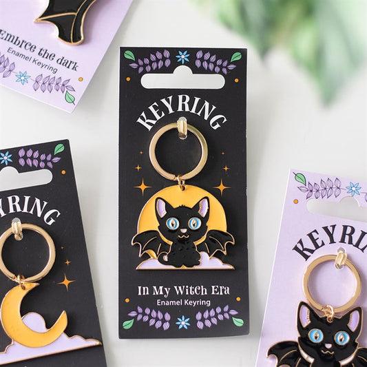 In My Witch Era Cat and Moon Enamel Keyring