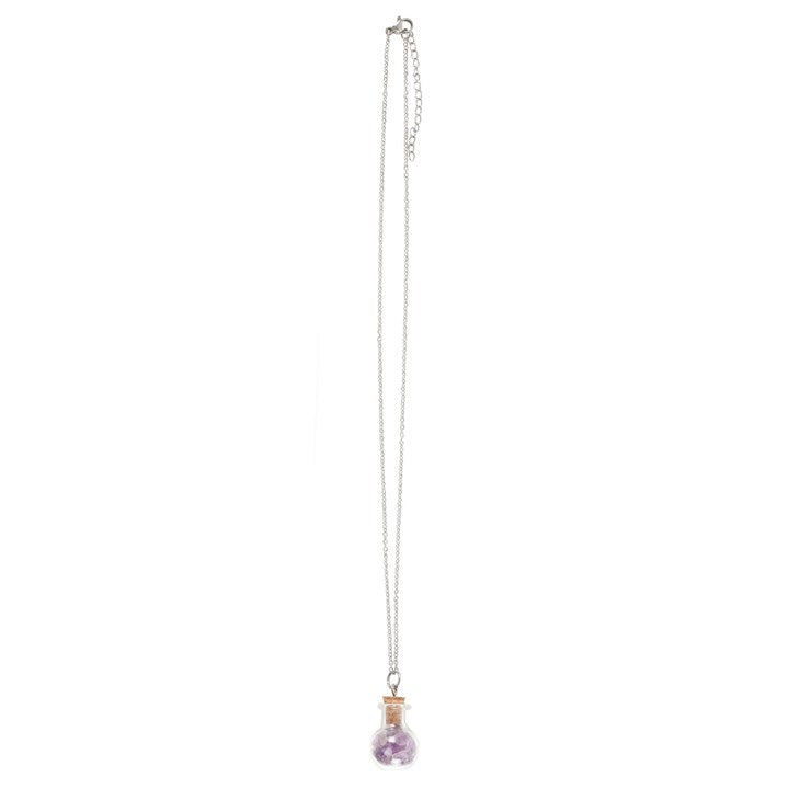 Calming Amethyst Crystal Chip Potion Bottle Necklace - Inspired Creative Gifts