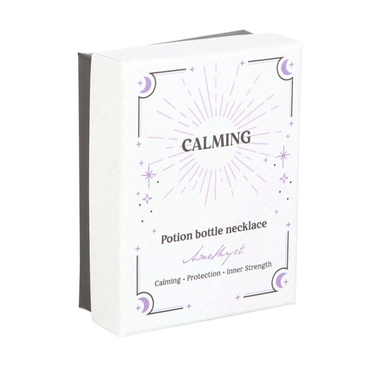 Calming Amethyst Crystal Chip Potion Bottle Necklace - Inspired Creative Gifts
