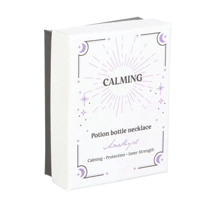 Calming Amethyst Crystal Chip Potion Bottle Necklace - Inspired Creative Gifts