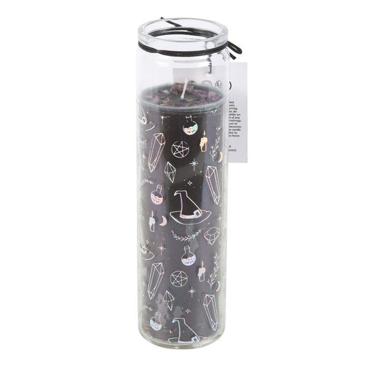 Crystal Witch Jasmine Tube Candle with Amethyst Chips - Candles - Inspired Creative Gifts