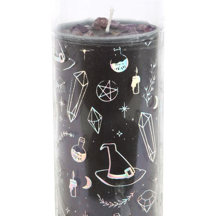 Crystal Witch Jasmine Tube Candle with Amethyst Chips - Candles - Inspired Creative Gifts