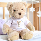 Personalised Luxury Teddy Bear with Blue Mouse Welcome to the World T-Shirt | Baby Gifts