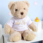 Personalised Luxury Teddy Bear with Cream Welcome to the World T-Shirt | Baby Gifts