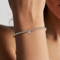 Cubic Zirconia 6mm Silver Beaded Bracelet