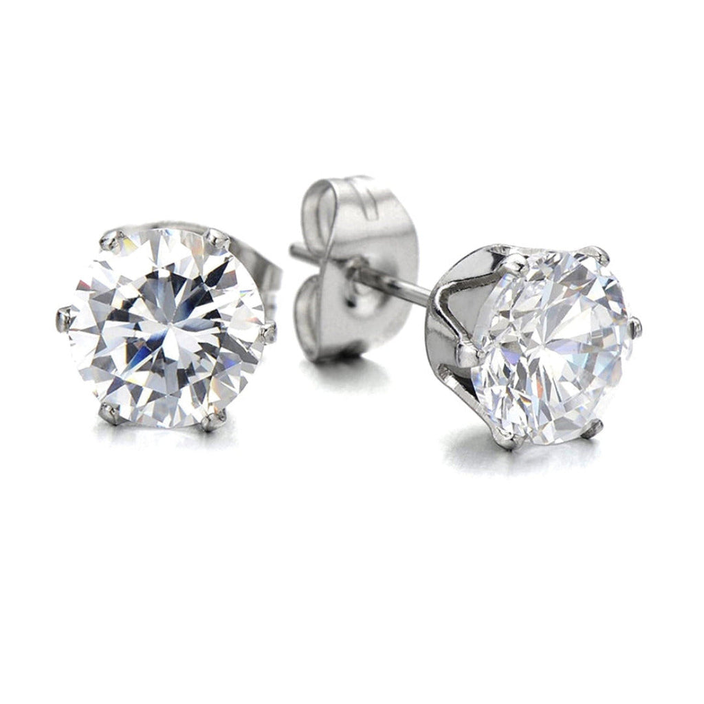 50th Birthday Cubic Zirconia Silver Earrings, Gold Balloons Gift Card