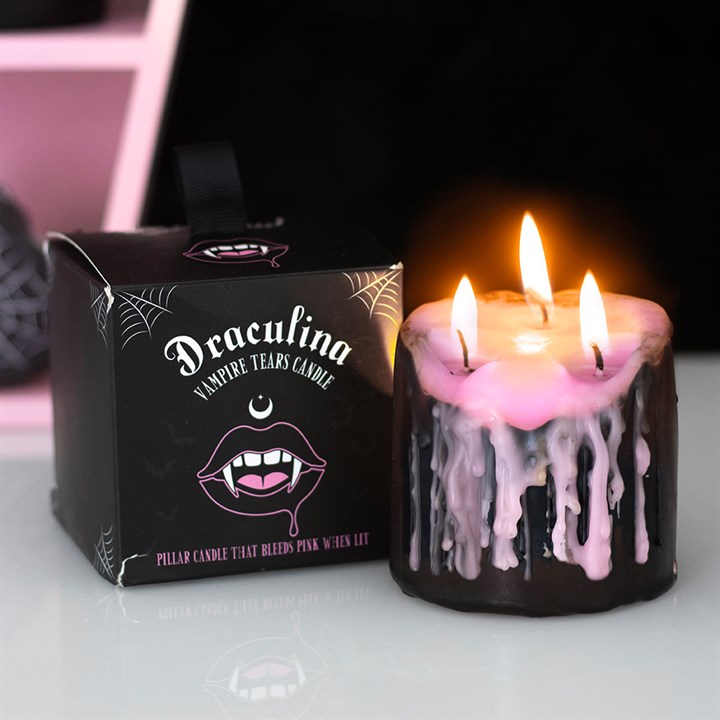 Small Pink Vampire Tears Pillar Candle - Candles - Inspired Creative Gifts