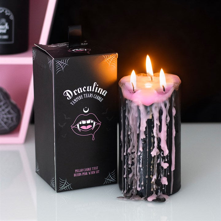 Large Pink Vampire Tears Pillar Candle - Candles - Inspired Creative Gifts
