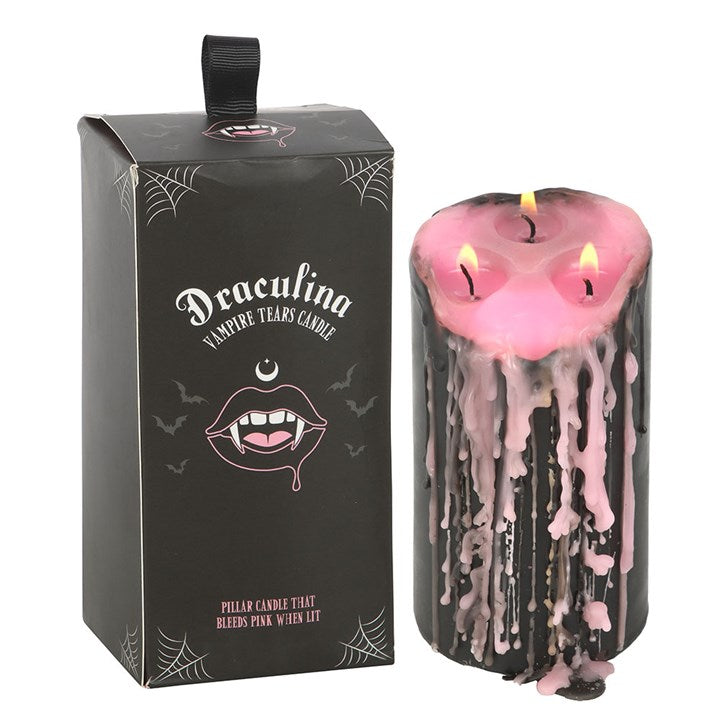 Large Pink Vampire Tears Pillar Candle - Candles - Inspired Creative Gifts