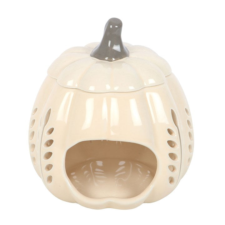Cream Leaf Cut Out Pumpkin Oil Burner and Wax Warmer - Oil Burner - Inspired Creative Gifts
