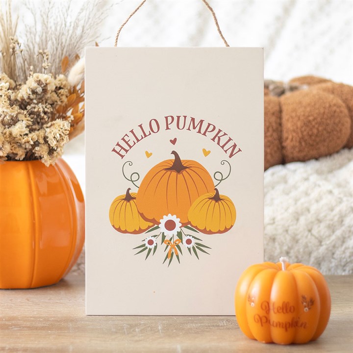 Autumn Days Hello Pumpkin Hanging Sign - Sign - Inspired Creative Gifts