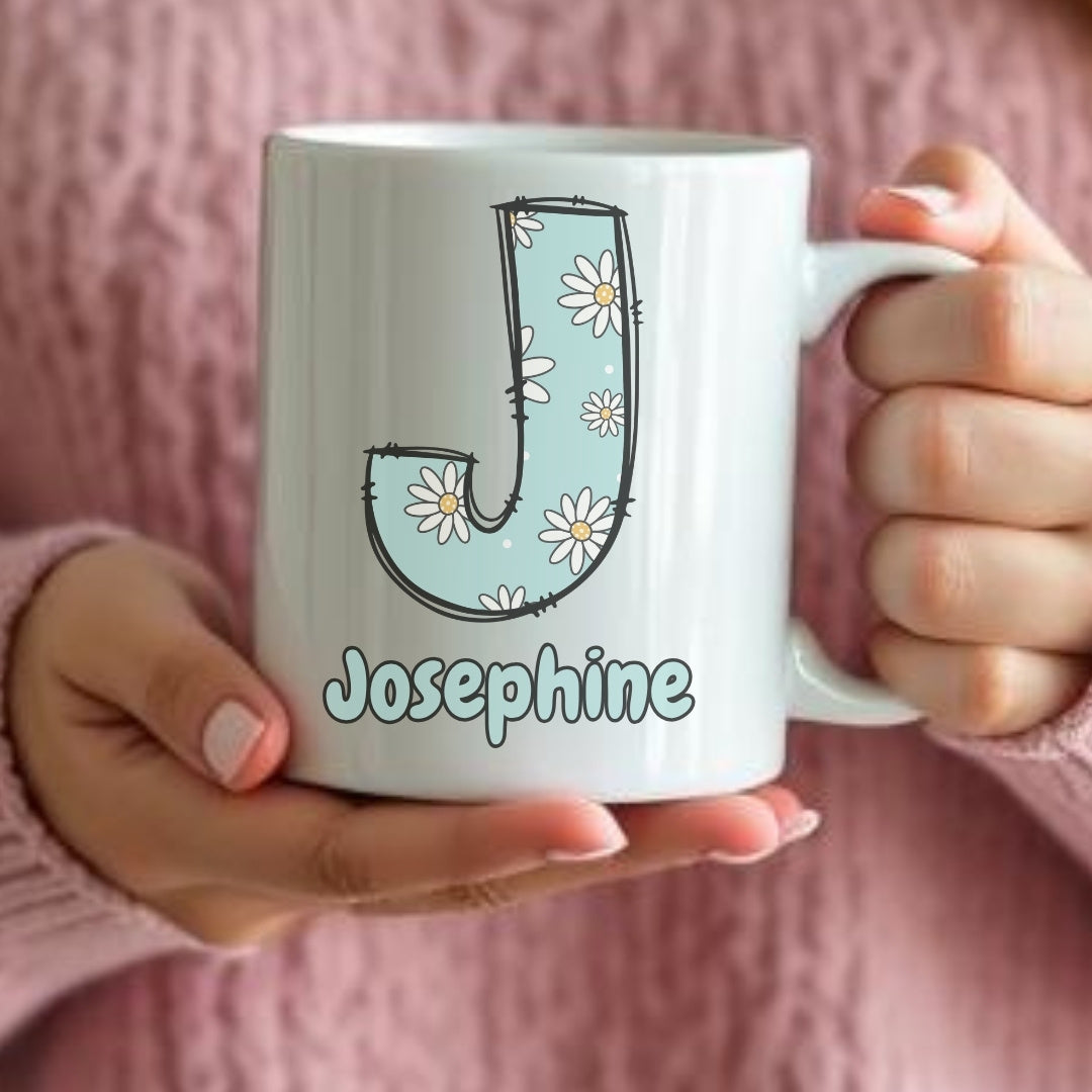 Personalised Daisy Flowers Initial & Name Mug Gift | Ceramics | Inspired Creative Gifts