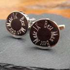 Personalised Edge Round Cufflinks - Message
