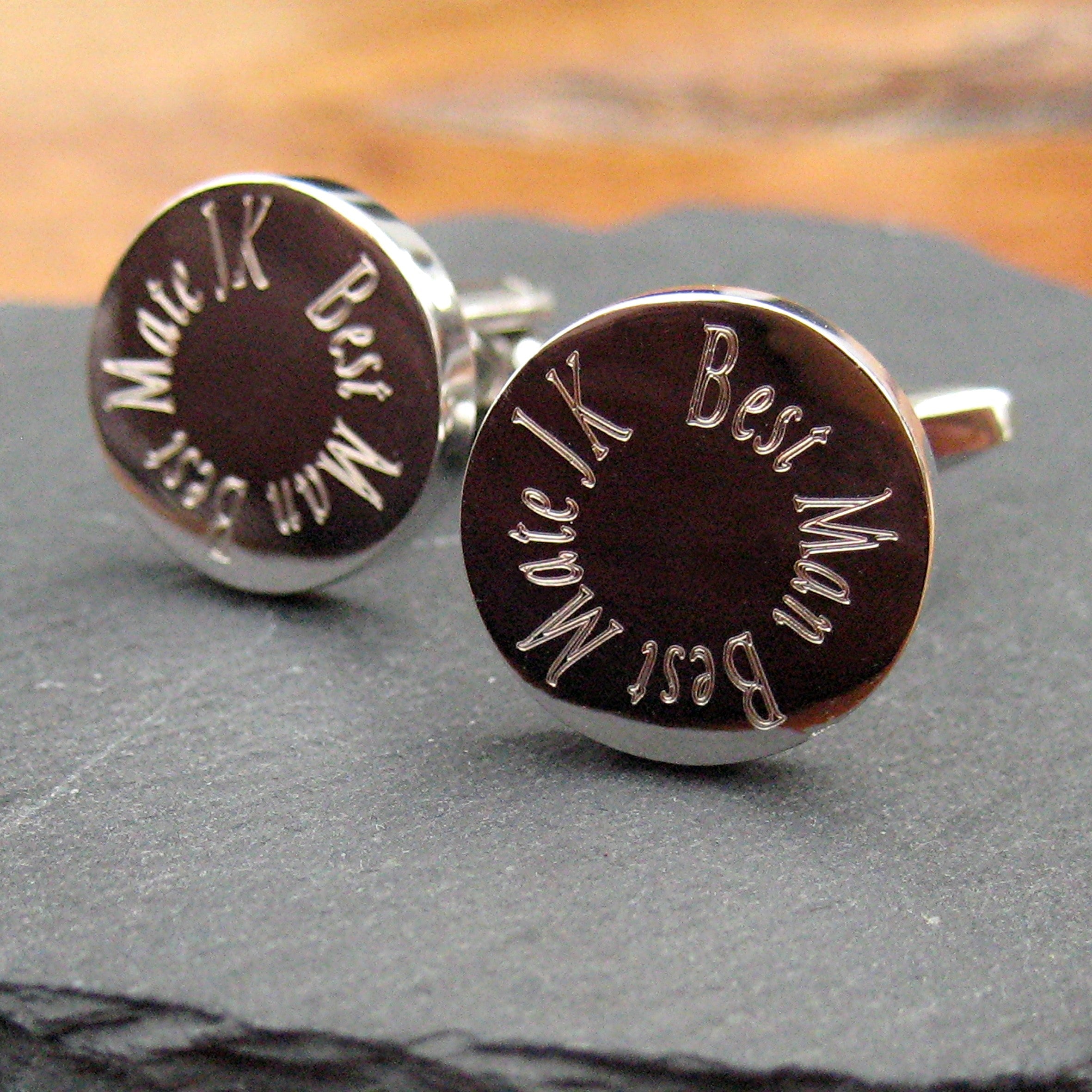 Personalised Edge Round Cufflinks - Message
