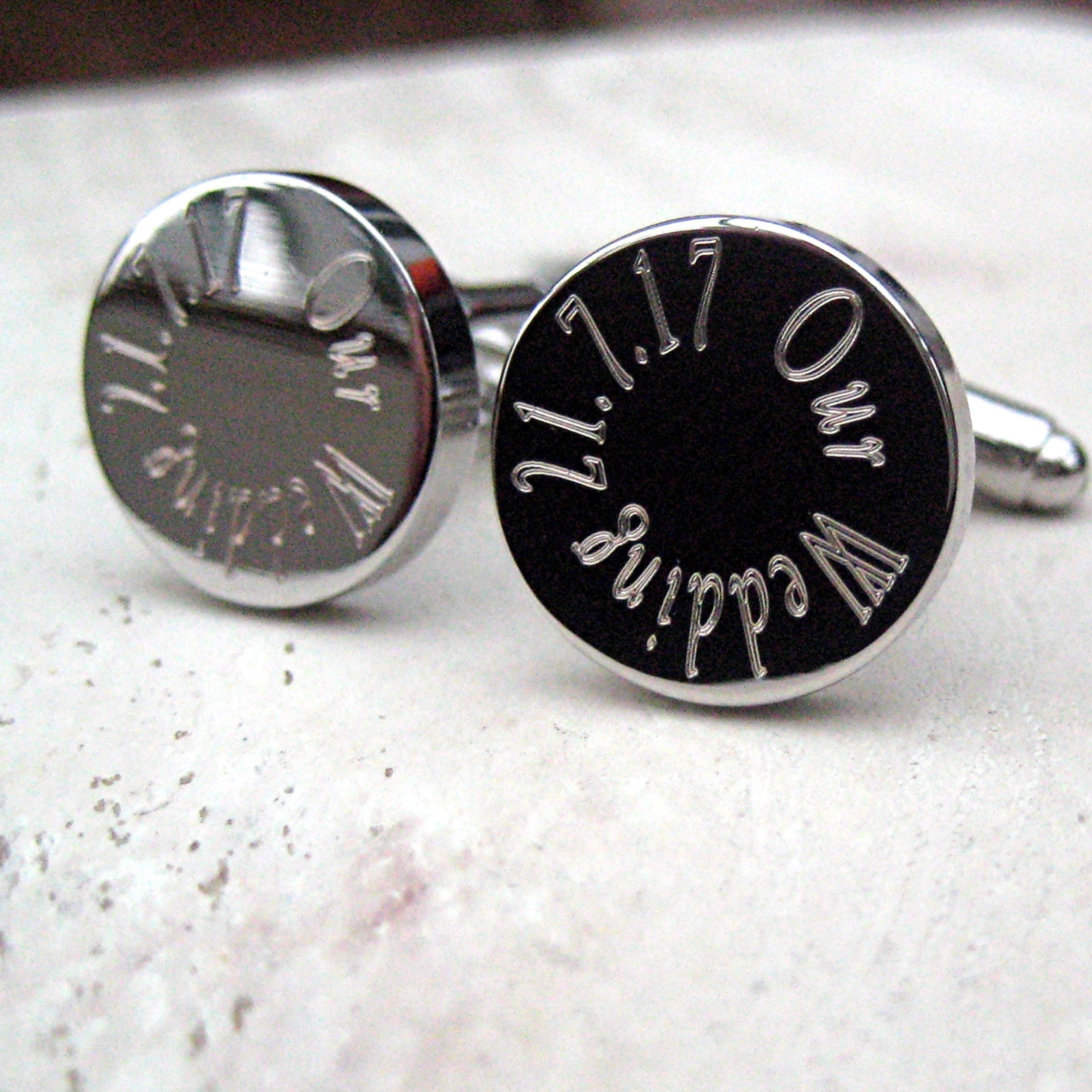 Personalised Edge Round Cufflinks - Message