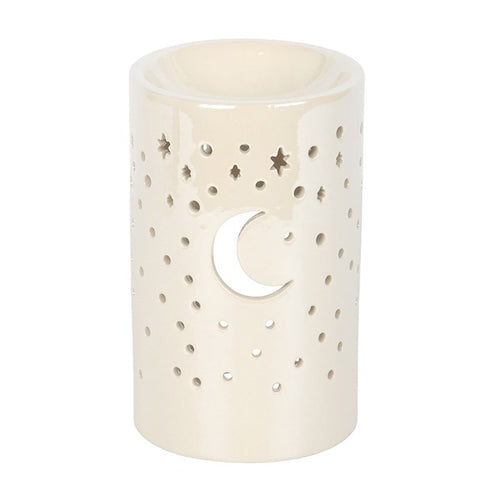 Iridescent White Moon Pillar Oil Burner and Wax Warmer | Inspired Creative Gifts