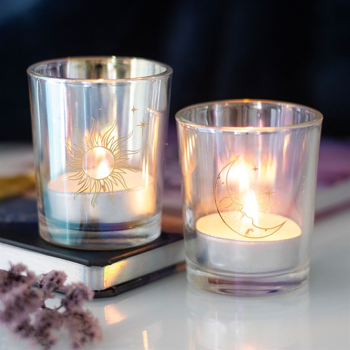 Iridescent Sun and Moon Votive Candle Holders - Candle Holders - Inspired Creative Gifts