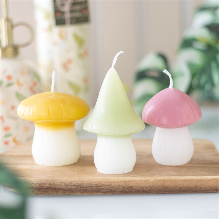 Set of 3 Pastel Mushroom Candles - Candles - Inspired Creative Gifts