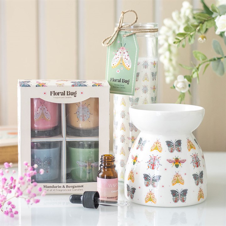 Set of 4 Floral Bug Mandarin & Bergamot Candles - Candles - Inspired Creative Gifts