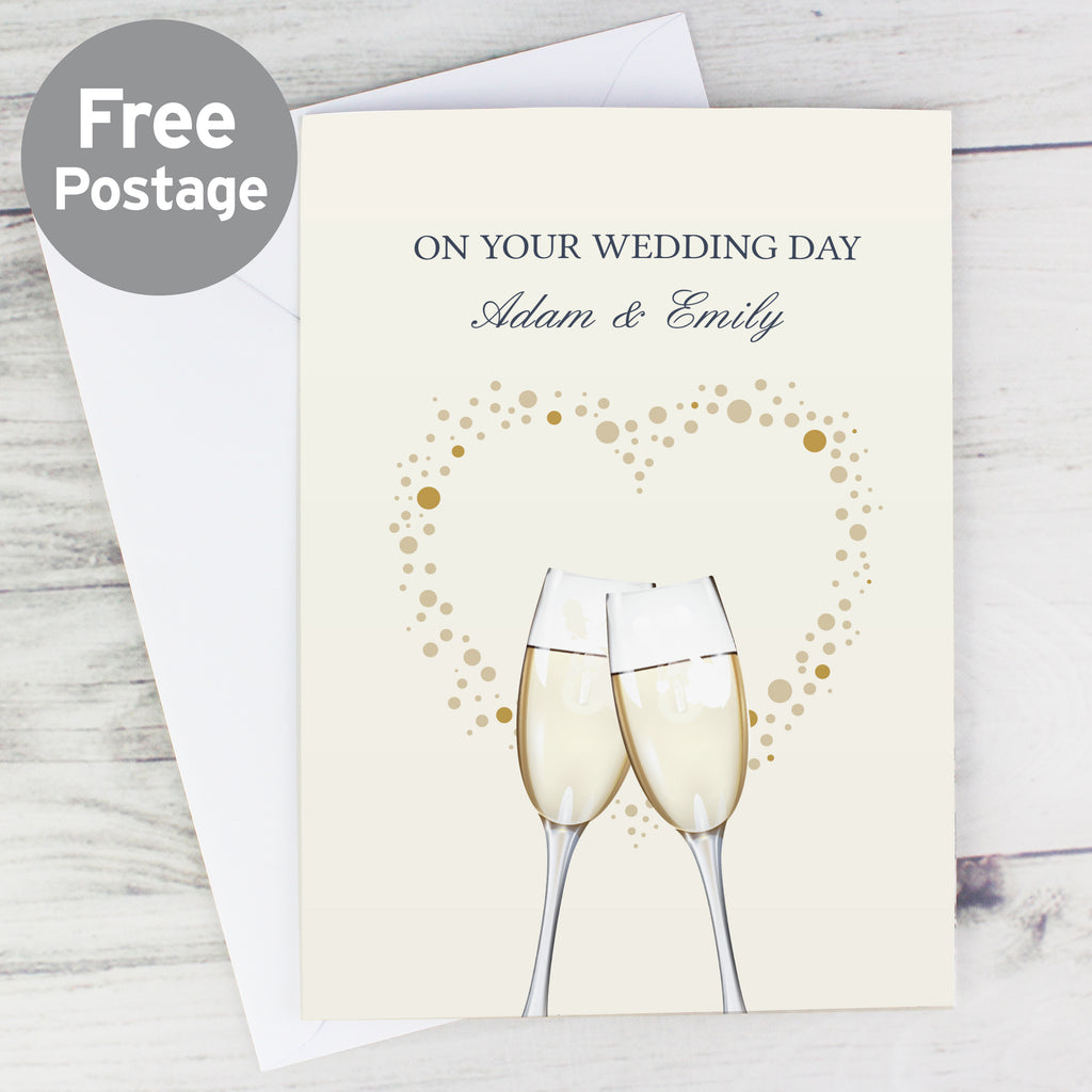 Personalised Gold Champagne Flutes Card | Greeting Cards