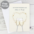 Personalised Gold Champagne Flutes Card | Greeting Cards