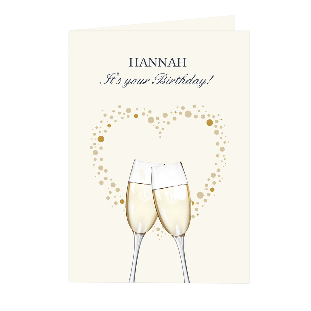 Personalised Gold Champagne Flutes Card | Greeting Cards