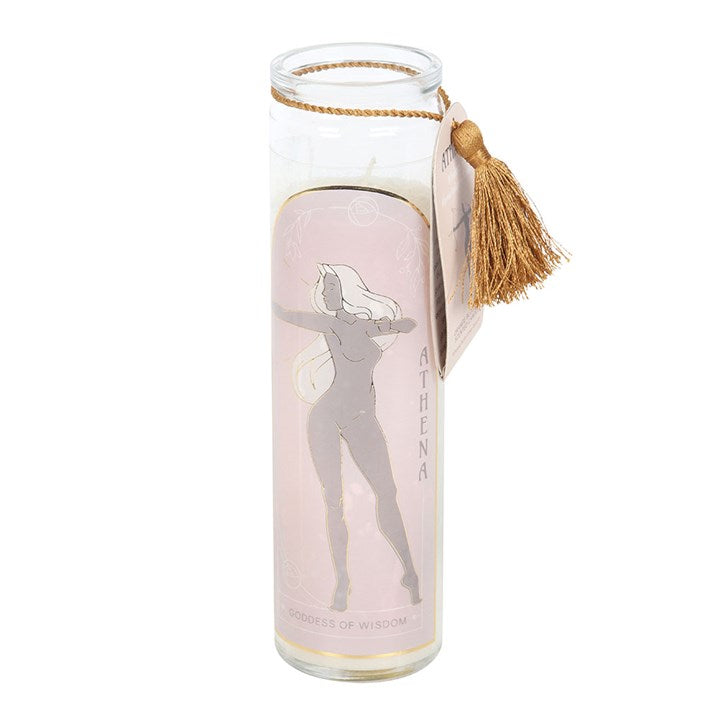 Athena Goddess Tube Candle with Clear Quartz Crystals | Candles
