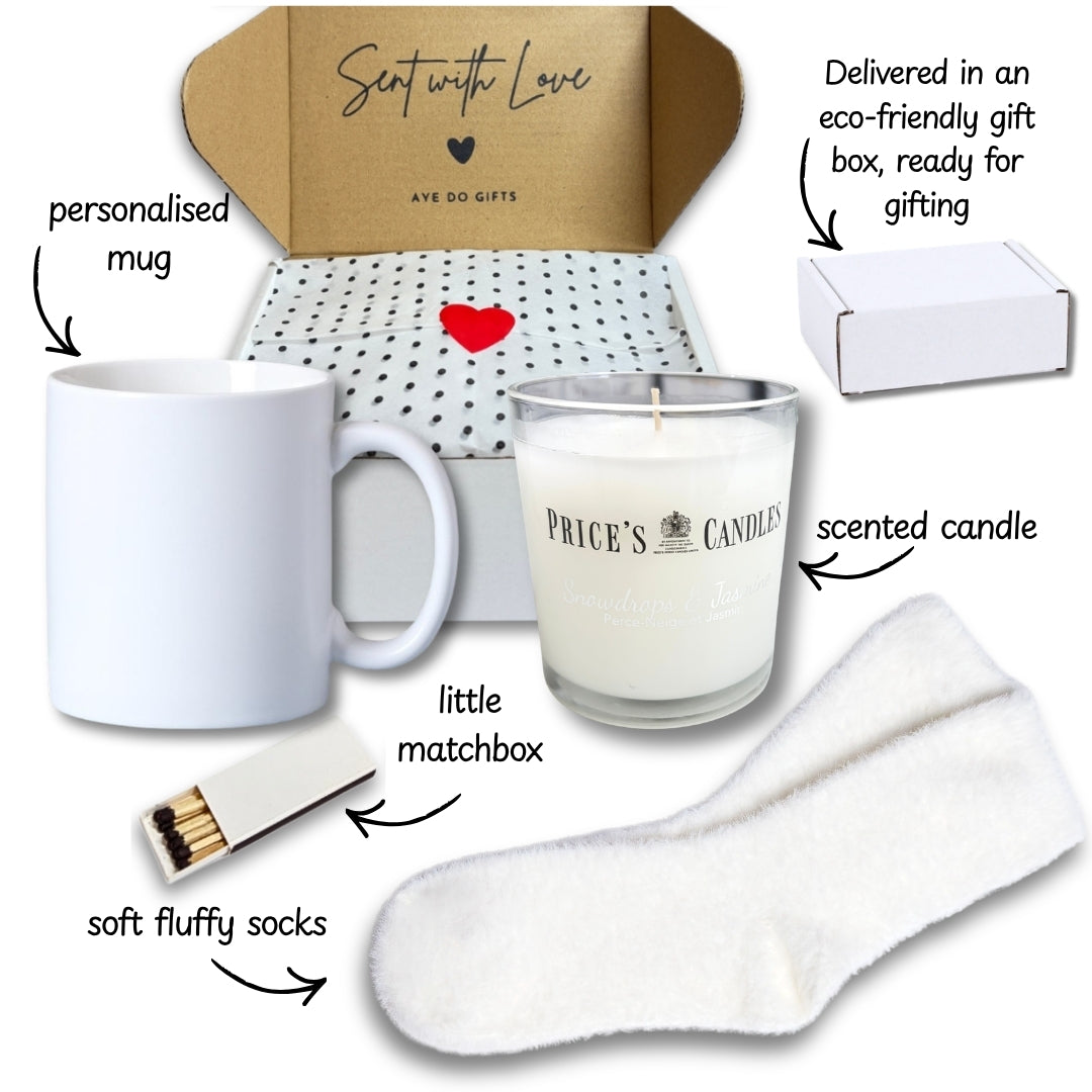 Personalised Eighteen Birthday Mug, Candle & Socks Gift Hamper | 18th
