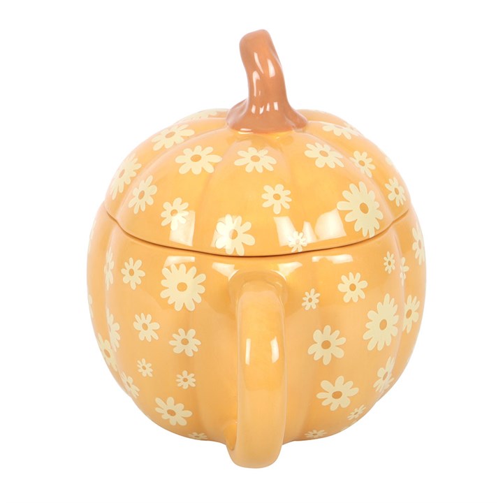 Groovy Floral Pumpkin Lidded Mug - Mugs - Inspired Creative Gifts