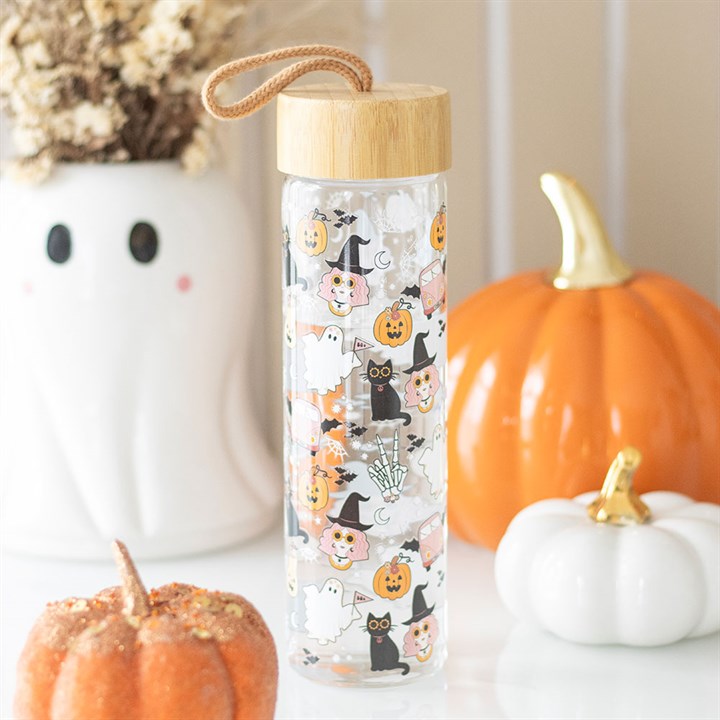 Groovy Ghost Print Glass Water Bottle - Glasses & Barware - Inspired Creative Gifts