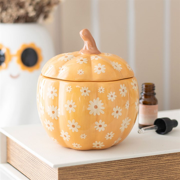Groovy Floral Pumpkin Oil Burner - Oil Burner - Inspired Creative Gifts