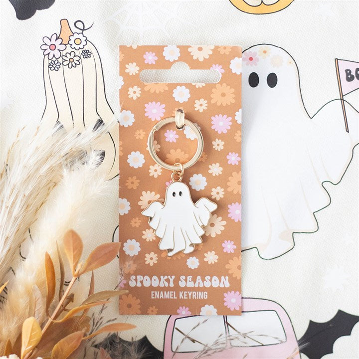 Spooky Season Groovy Ghost Keyring - Keyrings - Inspired Creative Gifts